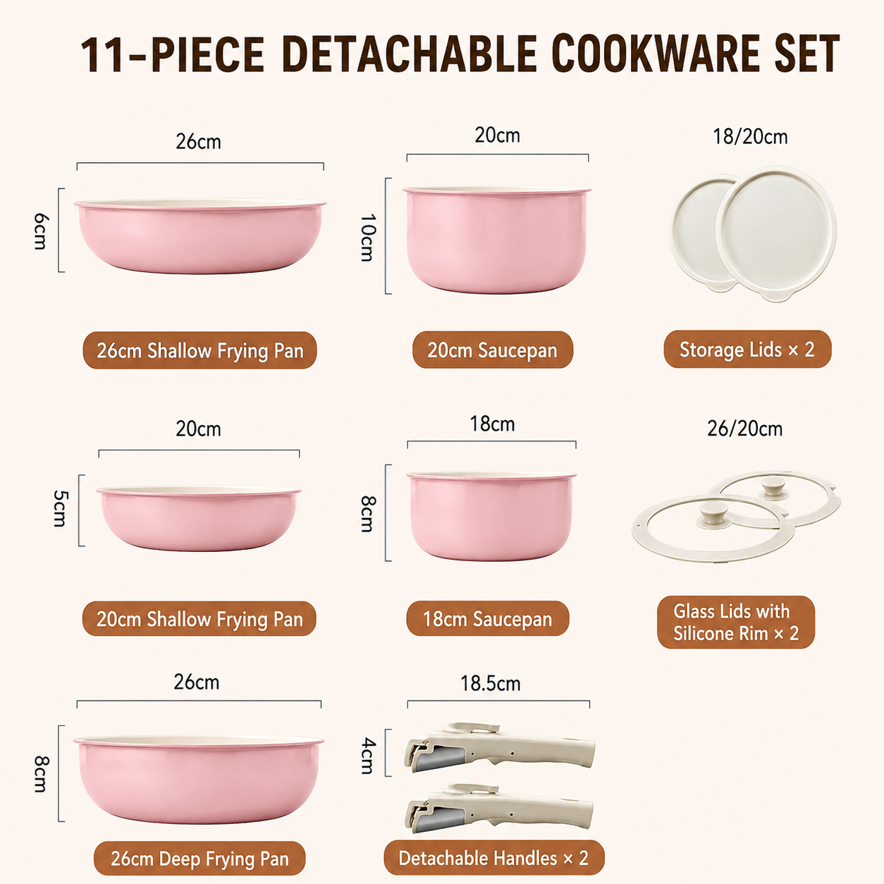 Detachable Handle Multi-Pot Set