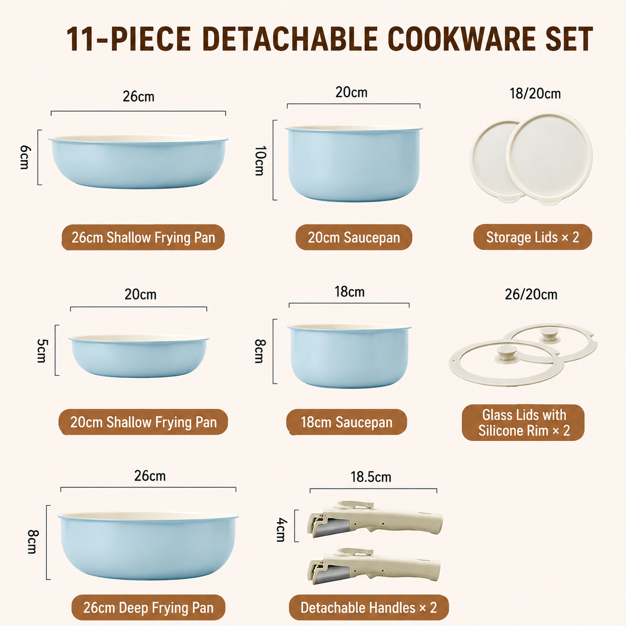 Detachable Handle Multi-Pot Set