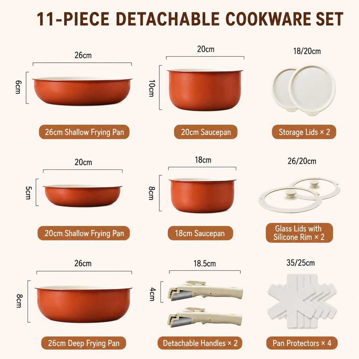 Detachable Handle Multi-Pot Set