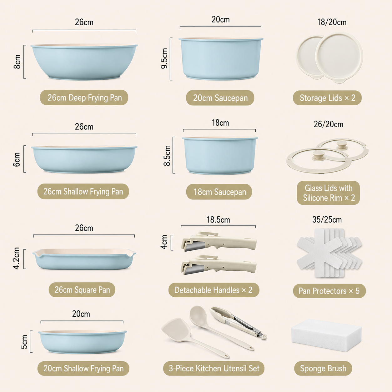 Detachable Handle Multi-Pot Set