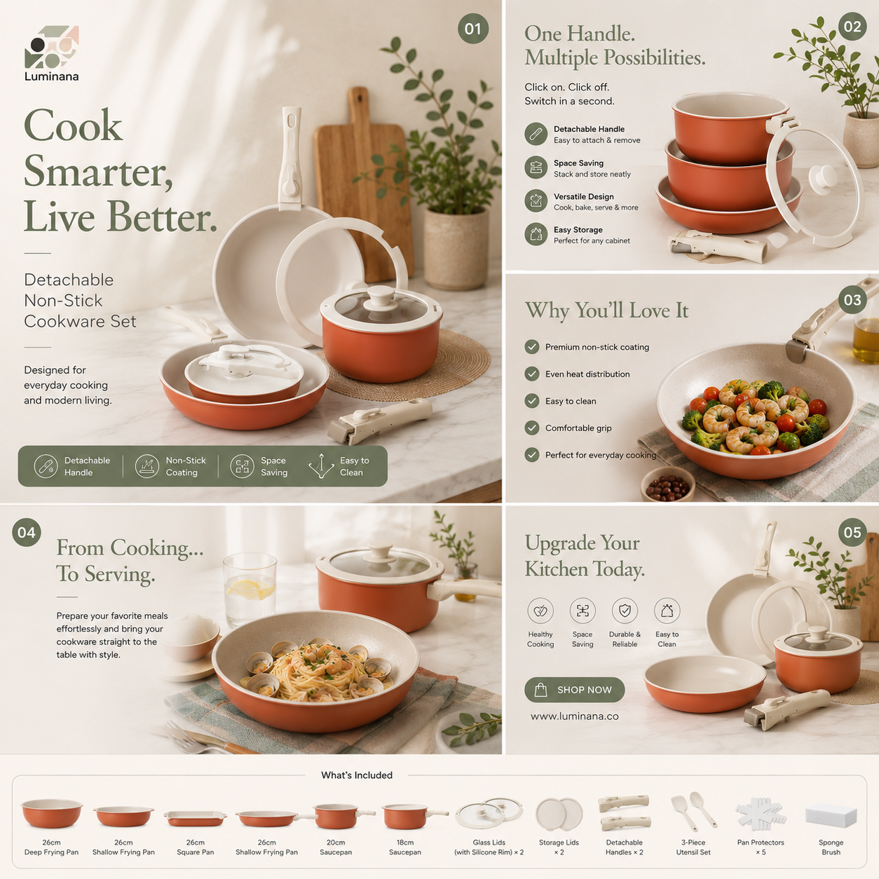 Detachable Handle Multi-Pot Set