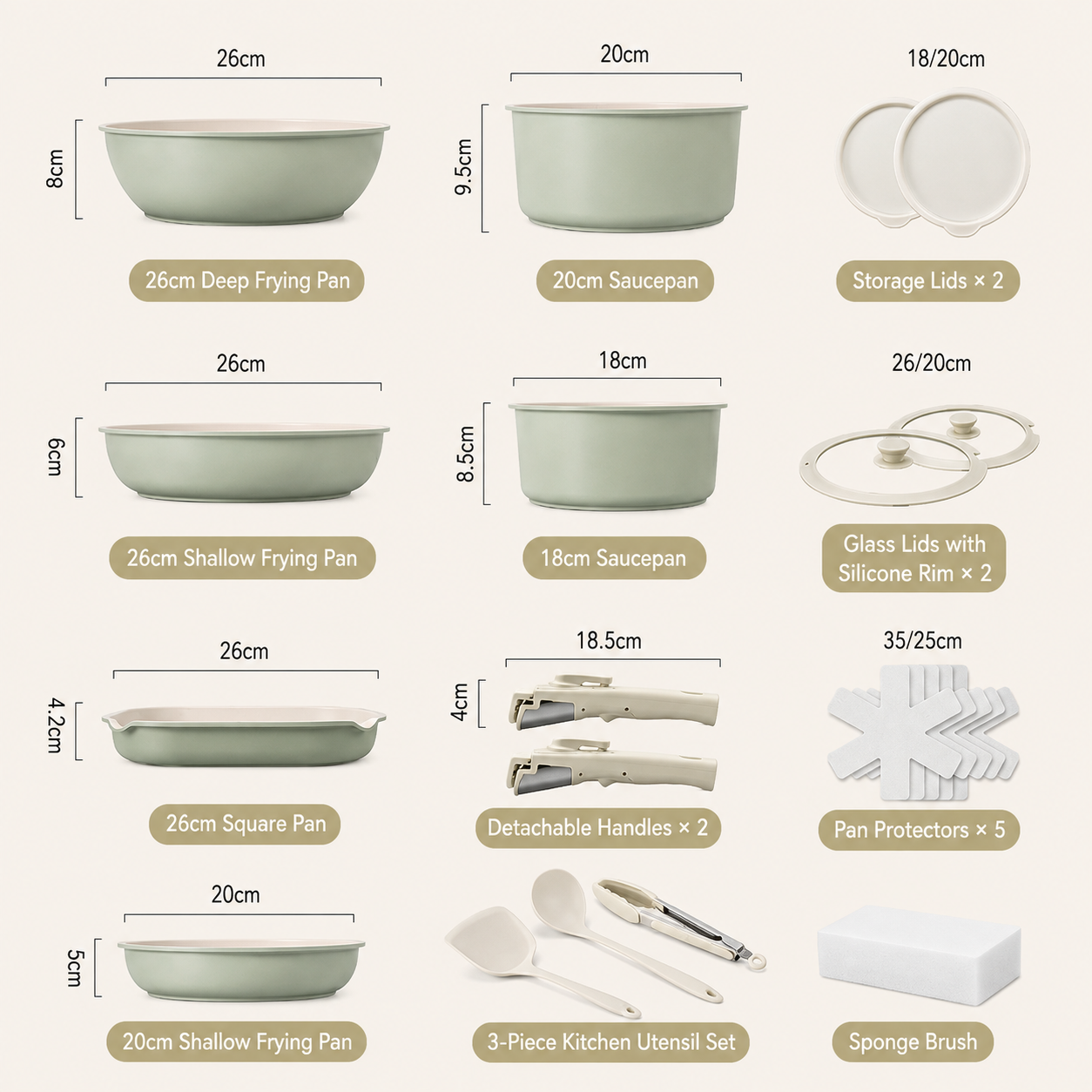 Detachable Handle Multi-Pot Set