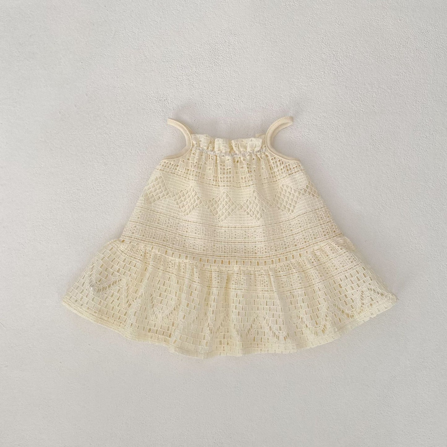 Hollowed-out lace suspender dress