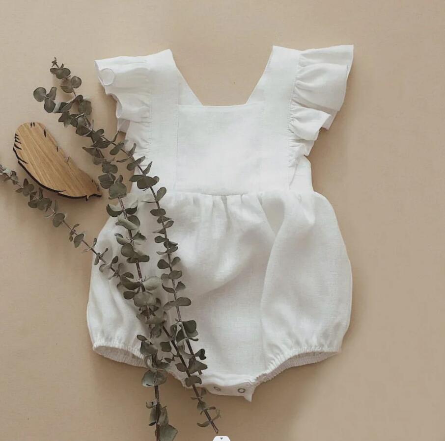 Baby cotton and linen romper