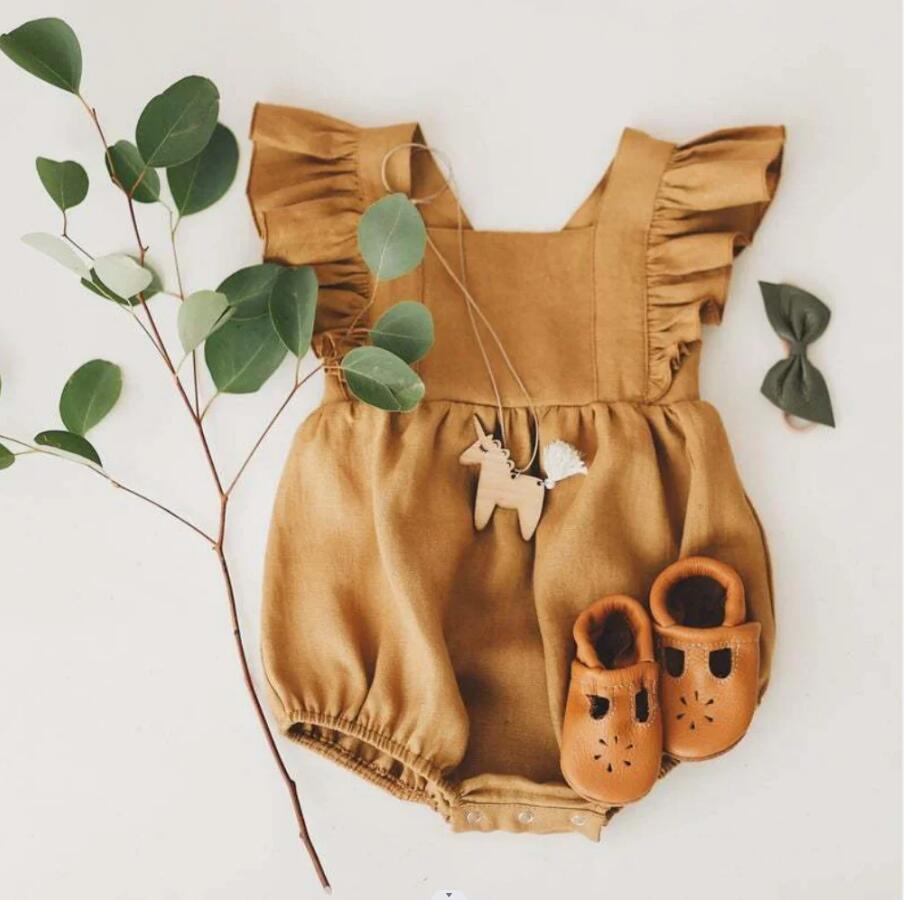Baby cotton and linen romper