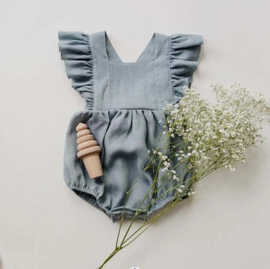 Baby cotton and linen romper