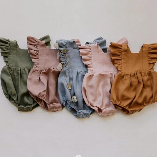 Baby cotton and linen romper