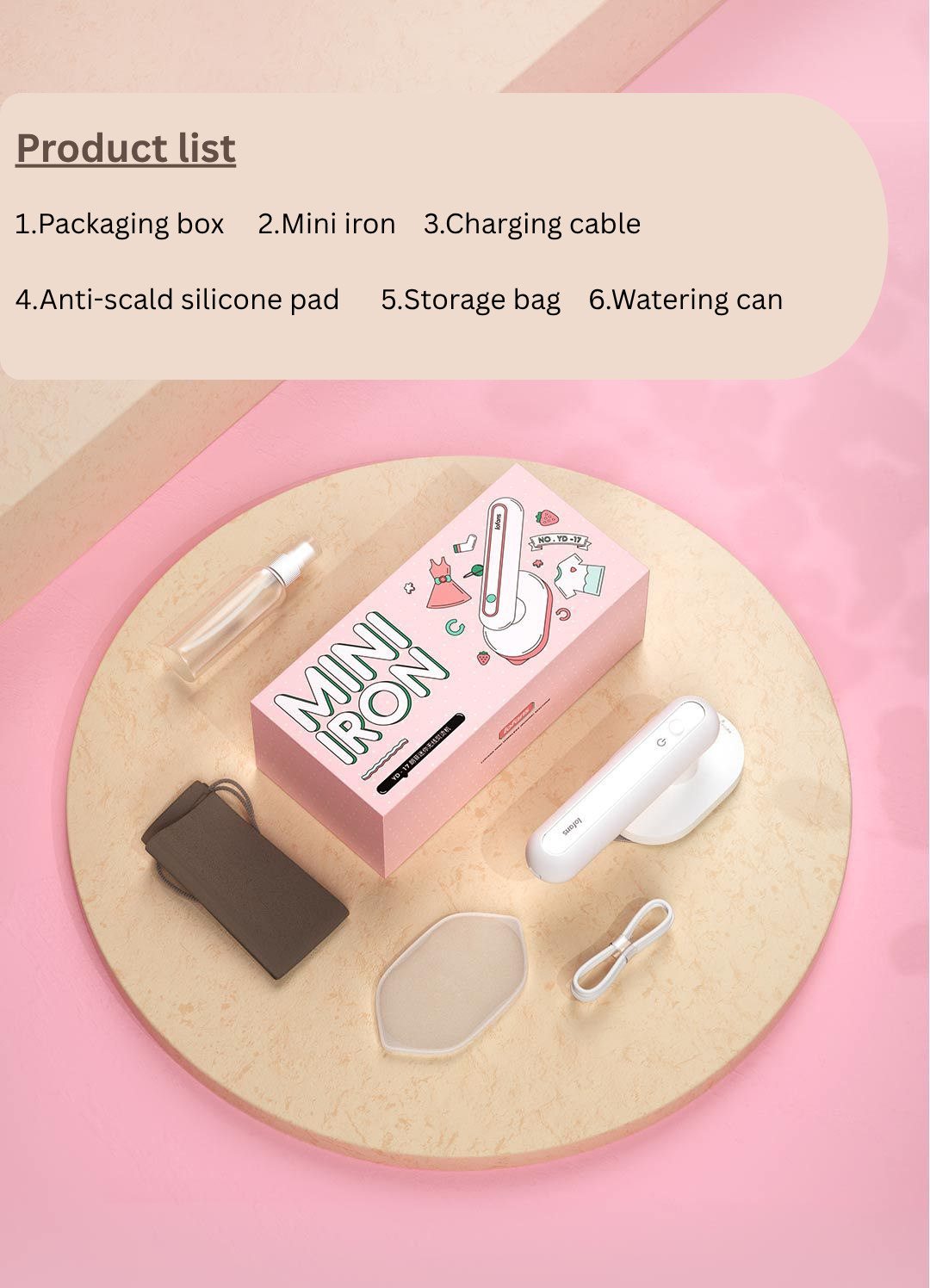 Wireless portable mini dormitory travel iron