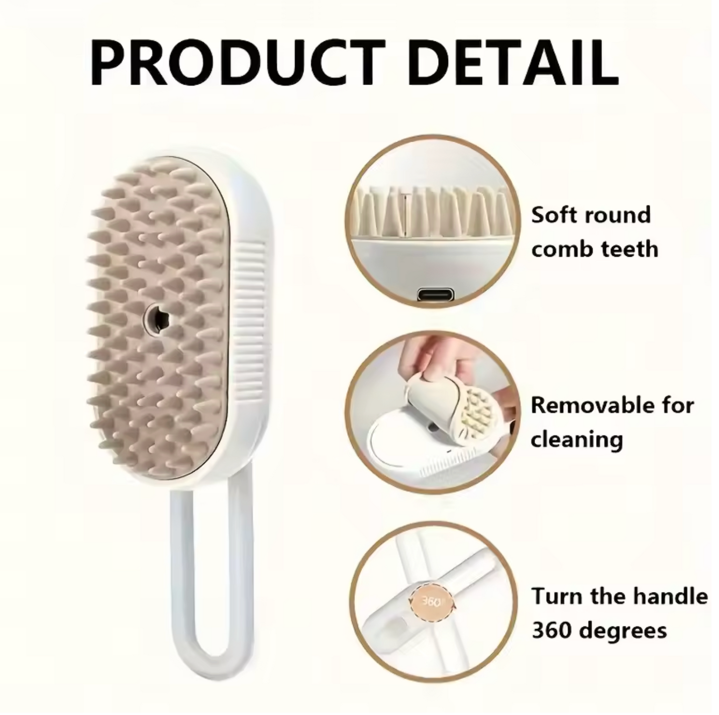 3-In-1 Rechargeable Steam Pet Brush